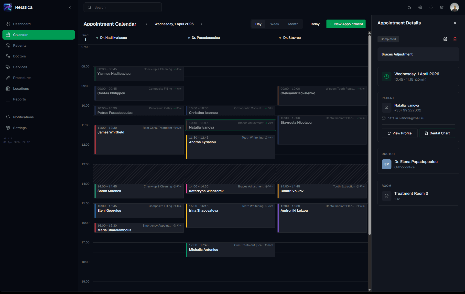 Relatica app — Calendar view with appointment scheduling